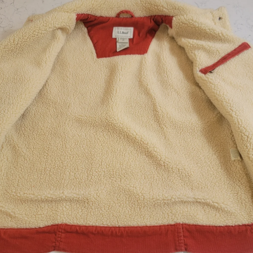 L.L.Bean Vintage Sherpa Lined Corduroy Barn Vest Rust Orange Women’s Medium - Picture 8 of 15